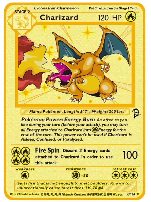 Carte Pokémon Gold Métal - Dracaufeu